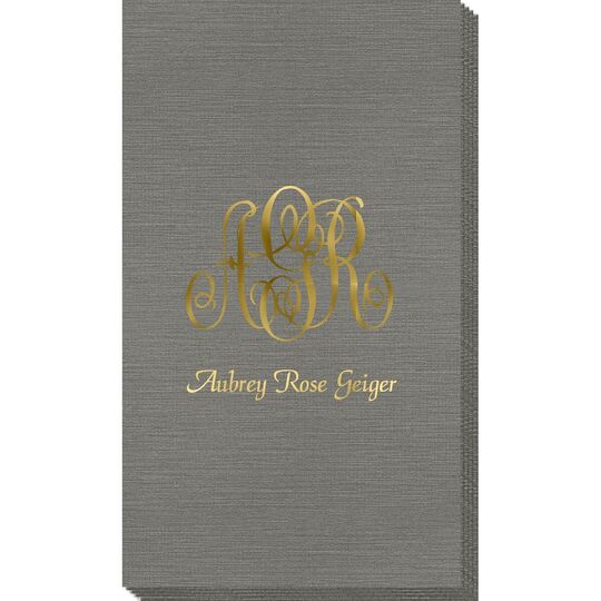 Large Script Monogram with Text Bamboo Luxe Guest Towels